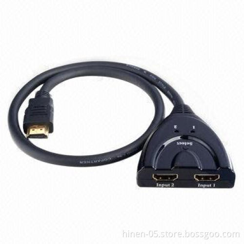The HDMI Switcher 2*1 Pigtail, Supports highest video resolution 1080p.
